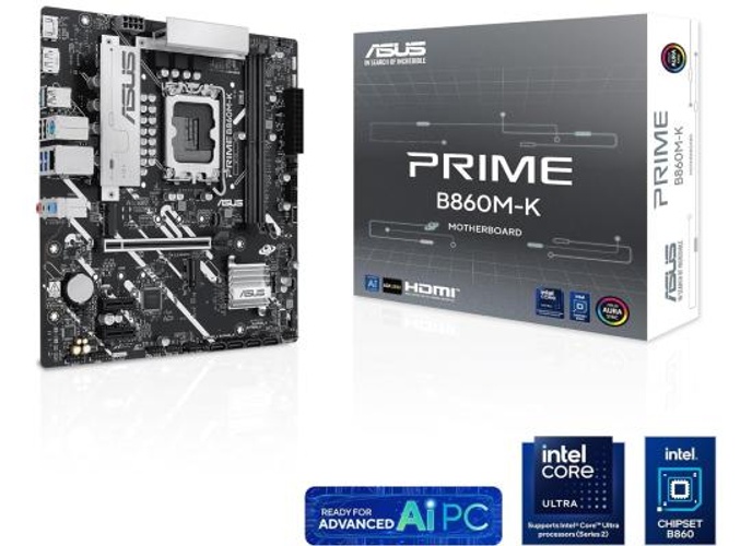 ASUS Prime B860M-K LGA 1851 Micro-ATX Motherboard LGA 1851 Micro-ATX Motherboard, Intel B860 Chipset, 2x DIMM DDR5 Slots, Up to 128GB Max Memory, 1x PCIe 4.0 x16 Slot, 2x M.2 Slots product thumbnail 2