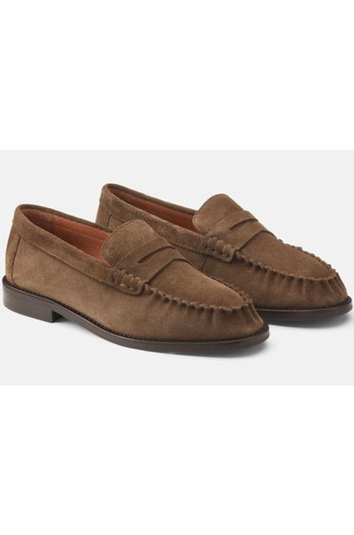 Hand-Stitched Platform Suede Loafers