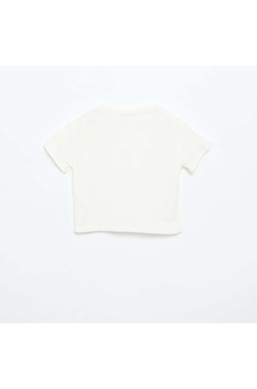Short-sleeved T-shirt with shoulder flowers WHITE product thumbnail 4