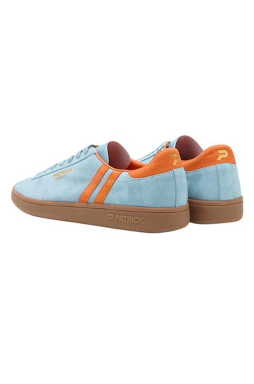 Patrick Mens Monaco Suede Cupsole Trainers - Light Blue/Orange product thumbnail 2