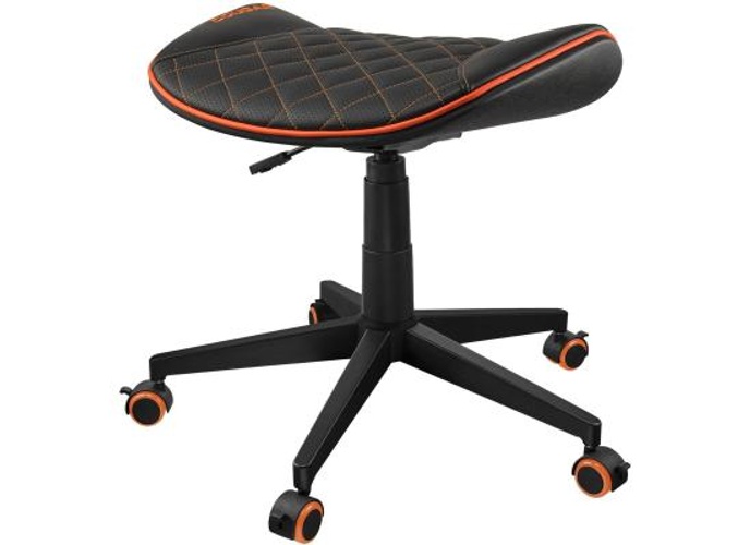 Cougar CROSSER Multi-Use Gaming Stool Scalloped Seat PVC Synthetic Leather Upholstery Adjustable Height Base with 5 Wheels Up to 120 kg Weight Support, Balck-Orange product thumbnail 2