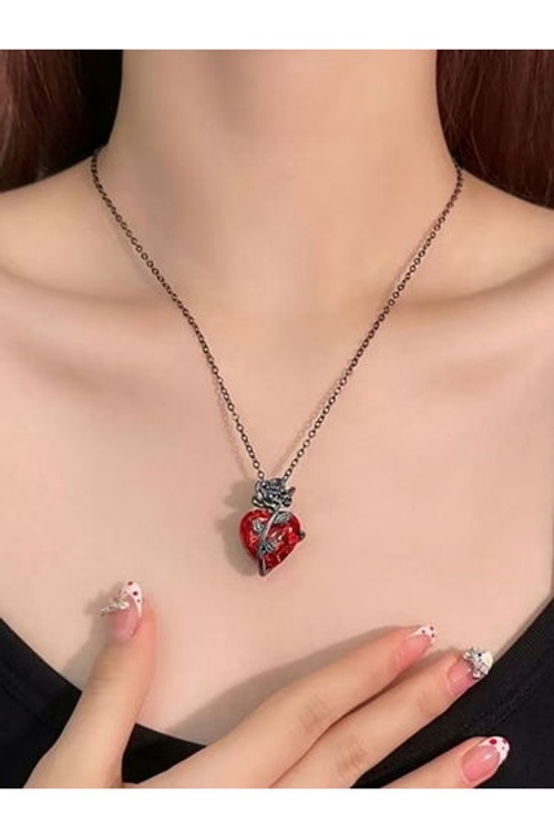 Heart and Flower Shape Drop Necklace product thumbnail 3