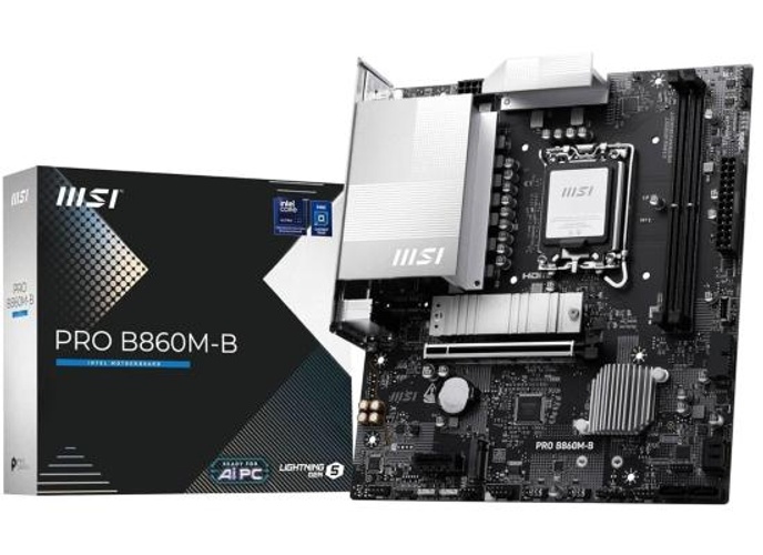 MSI PRO B860M-B mATX - Supports Intel Core Ultra Processors (Series 2), LGA 1851 - Direct 6 Phases, DDR5 Memory Boost (9066+ MT/s OC), PCIe 5.0 x16, M.2 Gen5, 5G LAN product thumbnail 2