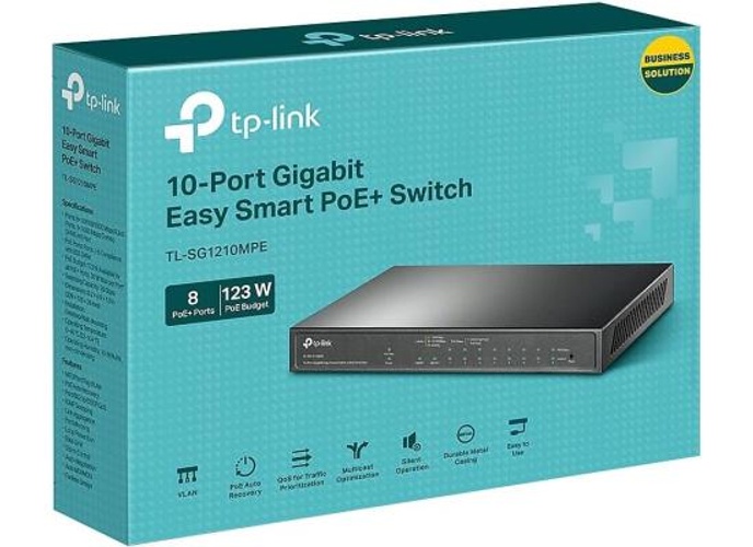 TP-Link TL-SG1210MPE, 8 Port Gigabit PoE Switch, Easy Smart Managed, 8 PoE+ Ports @123W, w/ 2 Uplink Gigabit Ports + 1 Combo SFP Slot, QoS, Vlan, IGMP & LAG product thumbnail 2