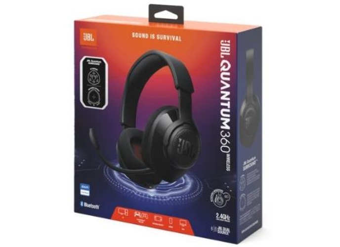 JBL Quantum 360 Wireless Over-Ear Gaming Headphones with 2.4GHz/Bluetooth Dual Wireless Connection, 22H Battery, Multiplatform Compatible, Detachable Mic with Mute Option - Black product thumbnail 2