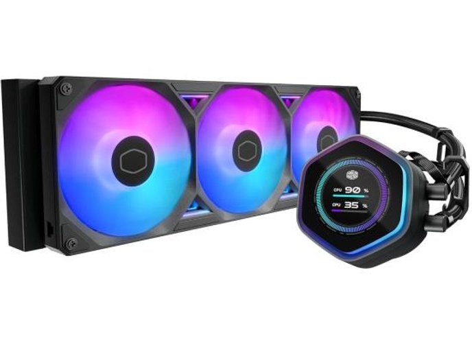 Cooler Master Atmos II 360 LCD AIO CPU Liquid Cooler – 360mm Radiator, Customizable LCD Display, 3X ARGB PWM Fans, Dual-Chamber Pump, Ultra-Quiet Performance, AMD AM5/AM4 & Intel LGA 1851/1700, Black product thumbnail 2
