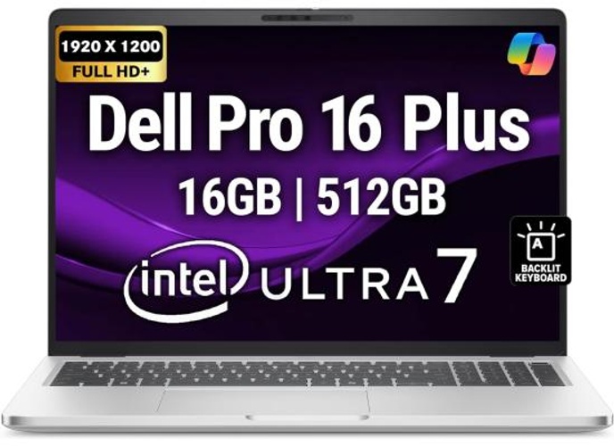 Dell Pro 16 Plus PB16250 (2025) AI Capable PC NEW Intel® Ultra 7 Gen II 266V vPro 8-Cores Elegant & Durable Aluminum Design w/ 3 Years Wrranty , Platinum Silver product thumbnail 2