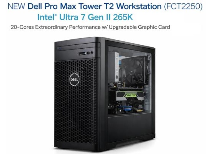 Dell Pro Max Tower T2 Workstation FCT2250 (2025) NEW Intel® Ultra 7 Gen II 265K 20-Cores Extraordinary Performance w/ Upgradable Graphic Card & 3 Years Warranty - Black product thumbnail 2