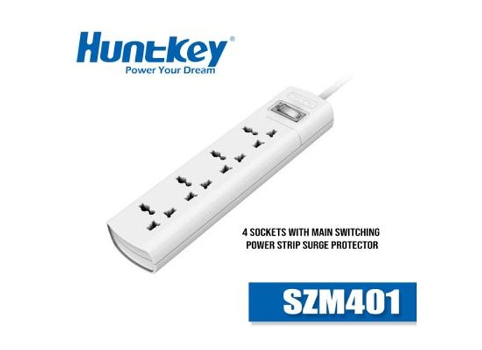 Huntkey SZM401 Universal Power Strip 4x Outlet AC 220-240V Surge Protector 1.5M - White product thumbnail 2