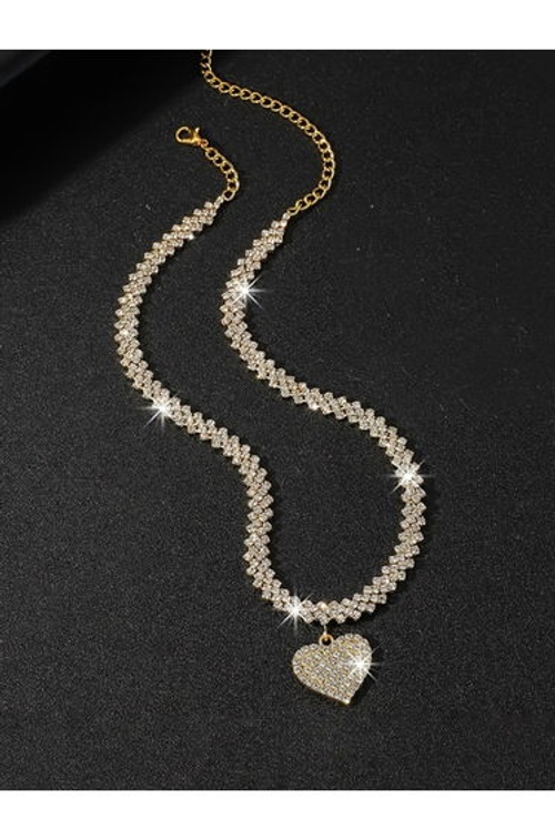 Sparkling Gold Heart Pendant Necklace product thumbnail 3