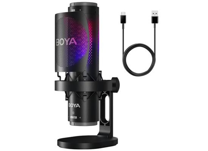 BOYA K9 RGB Gaming Condenser Mic Kit with Pop Filter, Shock Mount, Cover & USB-C Cable – Ideal Podcast Mic Set for Podcasting, Streaming and Gaming (Black) product thumbnail 2