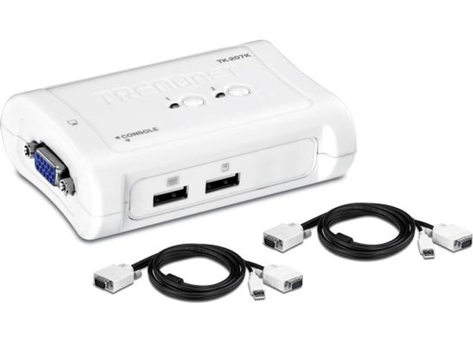 TRENDnet TK-207K 2-Port USB KVM Switch & Cable Kit 2048 x 1536 Resolution Device Monitoring, Auto-Scan For Windows and Linux product thumbnail 2