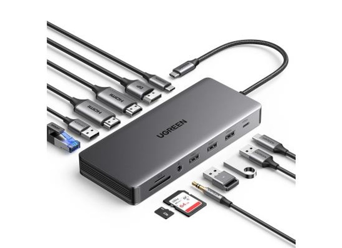 UGREEN 13 in 1 Laptop Docking Station 4K Triple Display USB C Dock Dual HDMI, DP, 10Gbps Data Port 100W PD Gigabit Ethernet, SD/TF Card Reader Compatible for Thinkpad, Zenbook and more product thumbnail 2