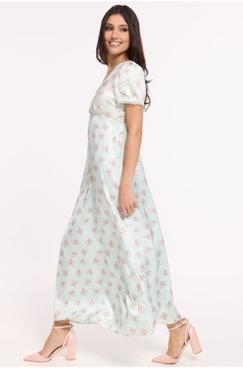 Mint Floral V Neck Midi Dress product thumbnail 4