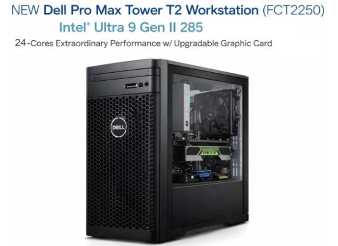 Dell Pro Max Tower T2 Workstation FCT2250 (2025) NEW Intel® Ultra 9 Gen II 285 vPro 24-Cores Extraordinary Performance w/ Upgradable Graphic Card & 3 Years Warranty - Black product thumbnail 2