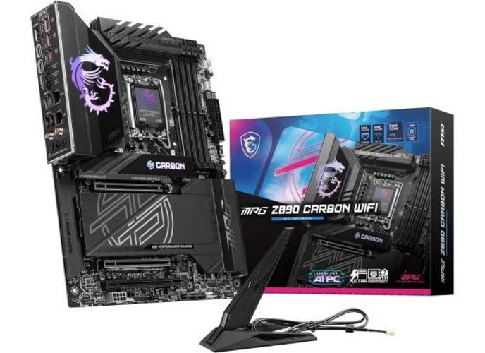 MSI MPG Z890 Carbon Wi-Fi LGA 1851 ATX Motherboard, Intel Z890 Chipset, 4x DDR5 UDIMM Slots, Up to 256GB Max Memory, Wi-Fi 7 & BT 5.4, 3x PCI-e x16 Slots, 5x M.2 Slots product thumbnail 2