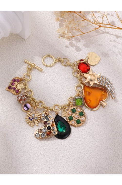 Multi Teardrop Heart Shaped Charm Bracelet product thumbnail 4