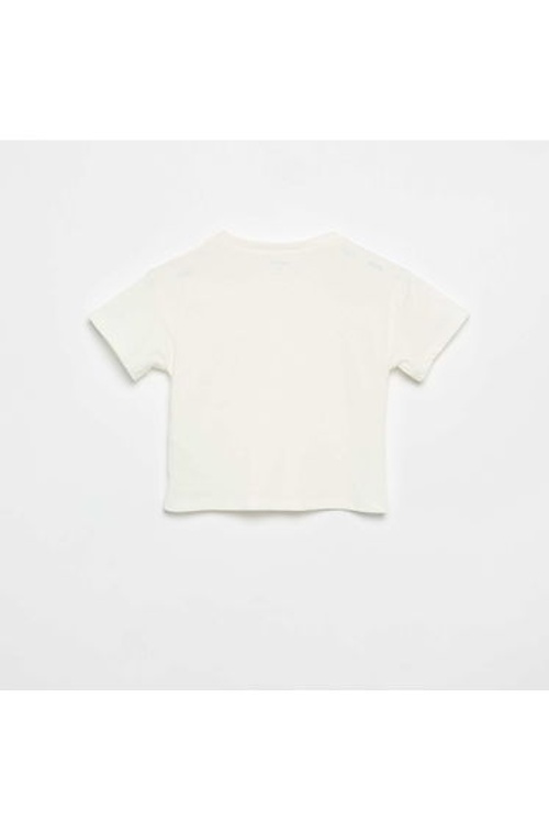 Short-sleeved T-shirt with shoulder flowers WHITE product thumbnail 3