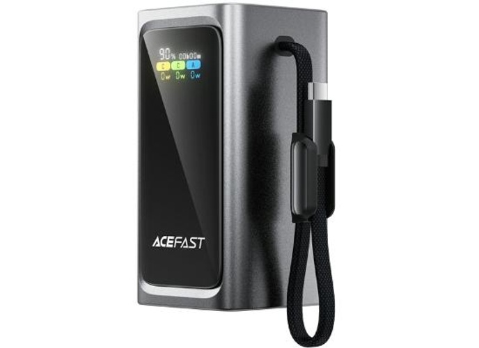 ACEFAST M33 1.96 Inch TFT Display 20000mAh Power Bank 100W Fast Charging Portable Charger Built-in Type-C Cable - Metal Grey product thumbnail 2