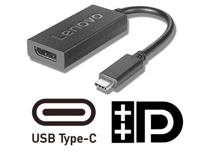 Lenovo USB-C Male to DisplayPort Female Adapter 200mm Support 4K - Black product thumbnail 2