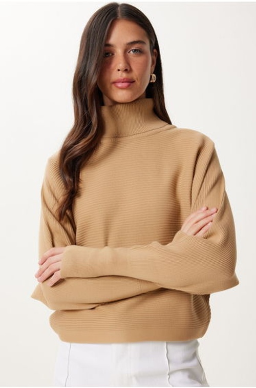 Women's Biscuit Finger-Locked Crop Ribbed Knit Sweater product thumbnail 3
