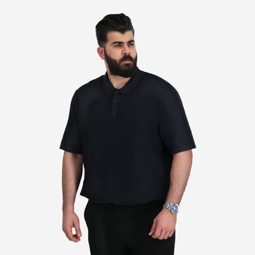 تي شيرت بولو محبوك بمقاس كبير - ازرق داكن product thumbnail 4