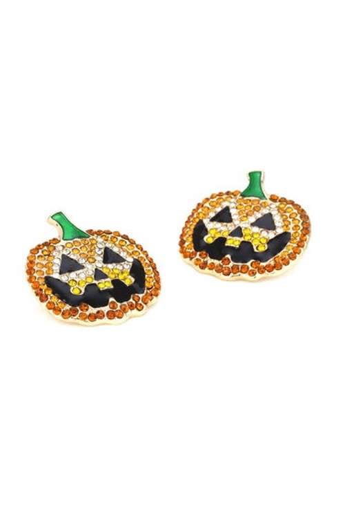 Pumpkin Face Diamond Decor Earrings product thumbnail 4