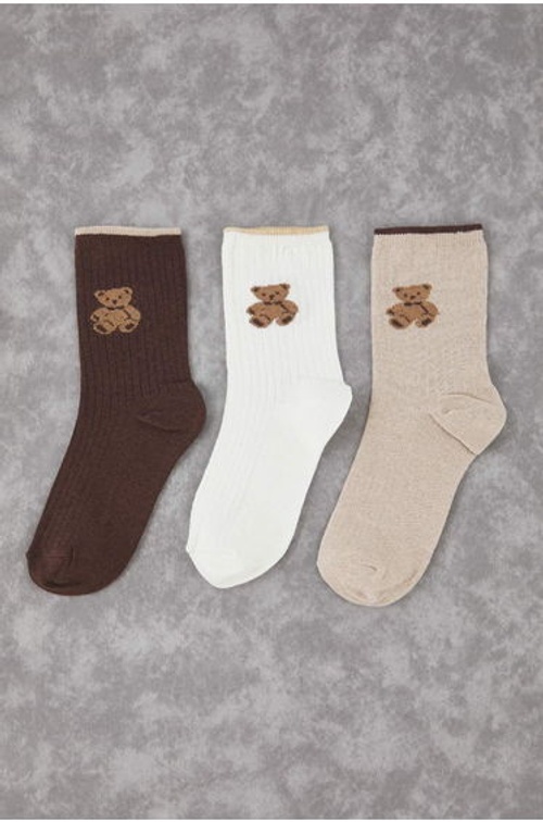 Brown-Beige 3-Pack Animal Jacquard Knit Socks product thumbnail 2