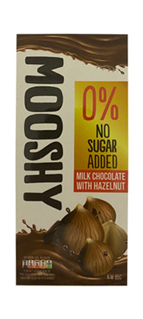 Mooshy Sugar Free Milk Chocolate Bar with Hazelnut 85g
