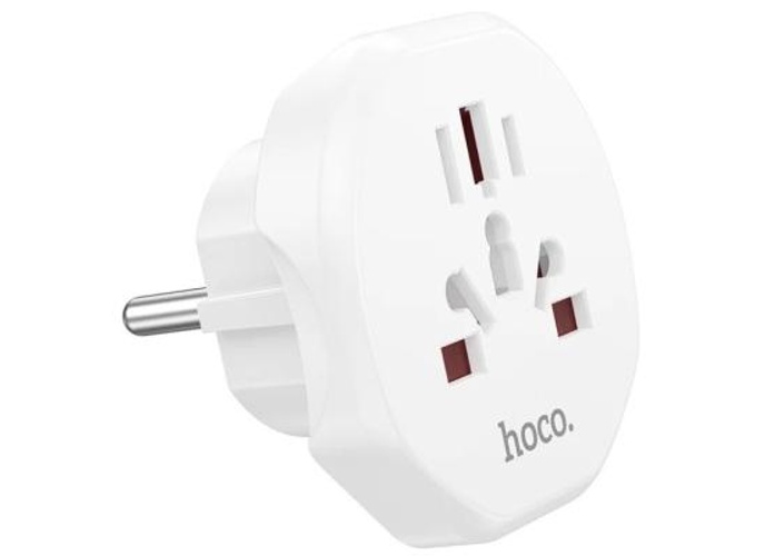 HOCO AC6 Universal Conversion Plug Travel Adaptor Multifunctional All-in-one Charging Adapter EU Plug US UK EU AUS Wall Charger Portable Power Socket For Smartphones Universal - White product thumbnail 2