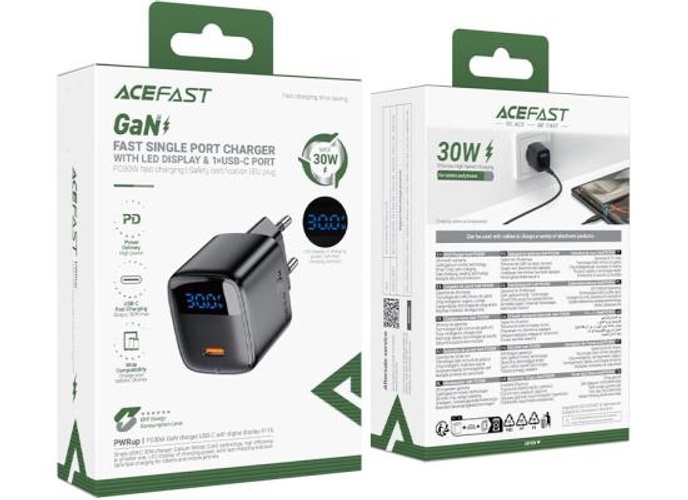 ACEFAST A113 Fast Charge Wall Charger 20W GaN LED Digital Display Multiple Safety Protection 1x USB-C - EU Interface product thumbnail 2