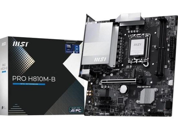 MSI PRO H810M-B mATX - Supports Intel Core Ultra Processors (Series 2), LGA 1851 - DDR5 Memory Boost (6400 MT/s MAX), PCIe 5.0 x16, M.2 Gen4, 2.5G LAN product thumbnail 2