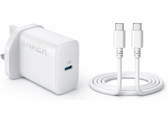 Anker USB C Plug 20W Ultra Fast Wall Charger For iPhone, iPad, iPod And More (5 ft USB-C to USB-C Cable Included) , White product thumbnail 2