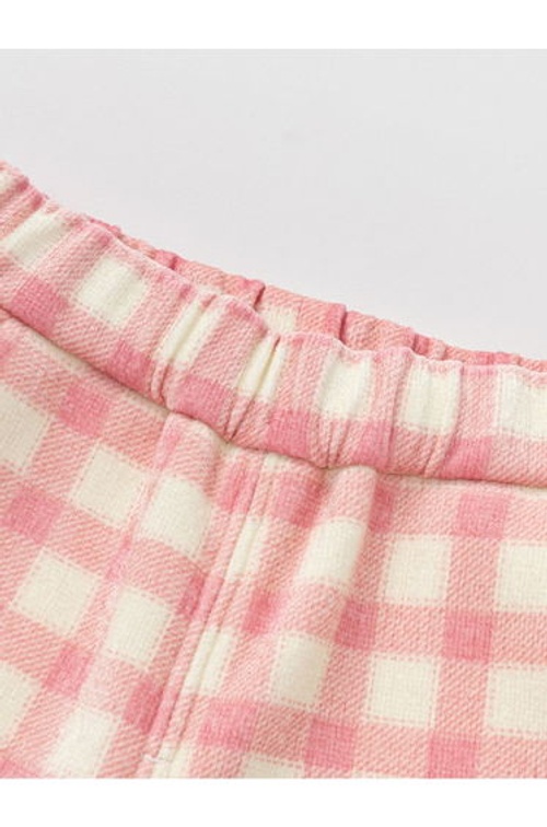 Girls' Checked Fleece Pants with Cat Patch Hem product thumbnail 3