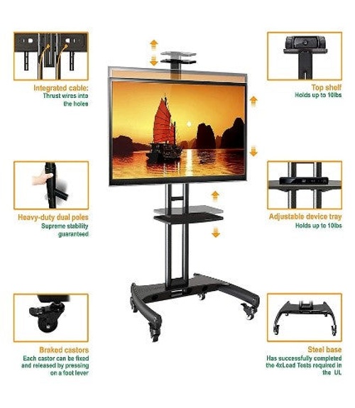 عربة تلفزيون متحركة NP، تناسب الشاشات من 32 إلى 75 بوصة product thumbnail 2
