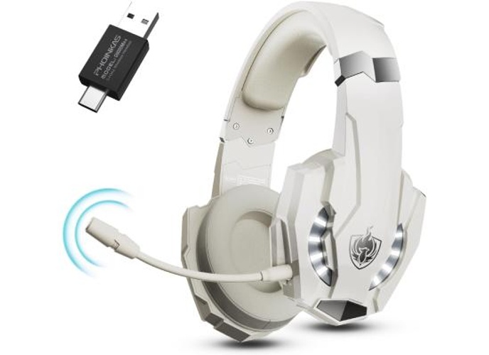 PHOINIKAS Wireless Gaming Headset with mic for PS4 PS5 PC Switch, 2.4G Wireless Over Ear USB Gaming Headphones with 7.1 Stereo Sound, Low Latency, 15H Battery Life - White product thumbnail 2