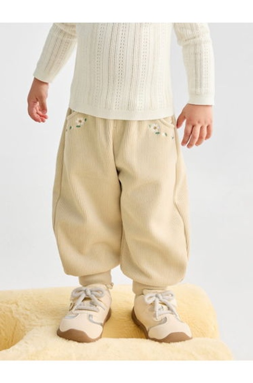 Unisex Jogger Pants with Embroidered Flowers