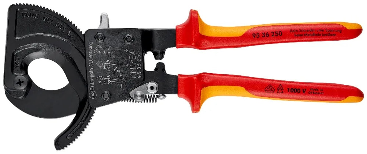 KNIPEX Insulated Cable Cutter | Ratchet Action 250mm | 95 36 250
