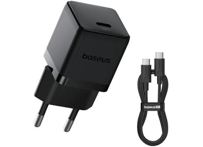 Baseus Palm Fast Charger 1C 20W EU Cluster Black (with Baseus Mini White Cable USB-C to USB-C 60W (20V/3A) 1m Cluster Black) product thumbnail 2