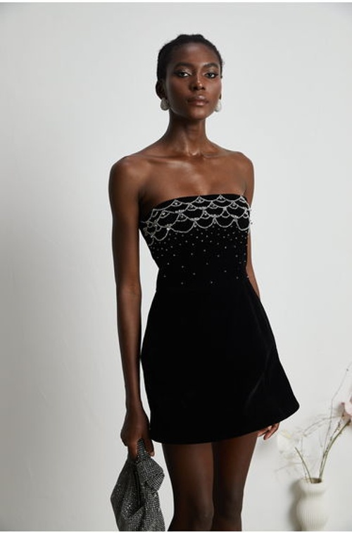 Sandrine crystal-embellished velvet mini dress product thumbnail 4
