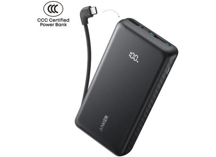 Anker Zolo Powerbank 20000mAh 22.5W Fast Charging Power Bank with Built-in USB-C Cable- Black product thumbnail 2