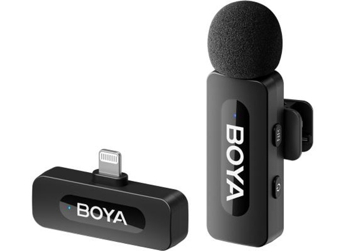 Boya BY-V1 Wireless Lavalier Microphone for iPhone, Mobile Phone Microphone iPhone Wireless, 100m Range, Mini Lapel Microphone for Podcast, Video, Vlog, YouTube, TikTok - Black product thumbnail 2