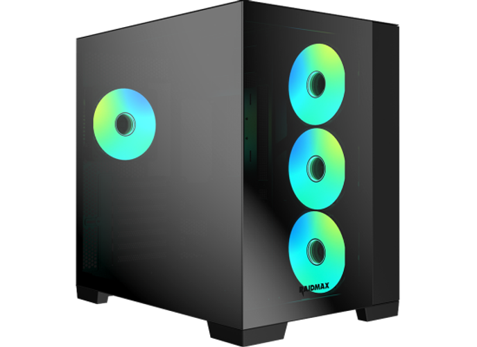 Raidmax Infinita Series i610CBF Chrome Dual Chamber ATX 2 Side Tempered Glass Support Back Conect Design 4x 120mm ARGB Fan Preinstalled Supports Up to 400mm GPU & USB C - Black product thumbnail 2