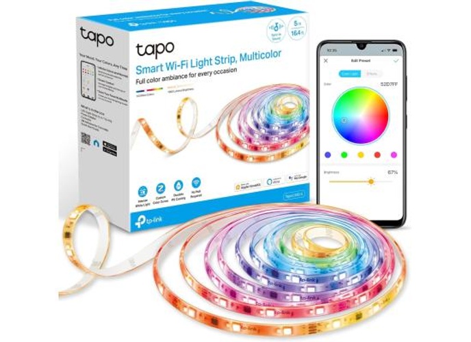 TP-Link Tapo L930-5 RGBWIC Smart LED Light Strip 16.4Ft, 1000 Lumens, 16M Dimmable Colors, 50 Color Zones, Works w/Apple HomeKit/Alexa/Google Home, Sync-to-Sound, IP44 PU Coating, Trimmable product thumbnail 2
