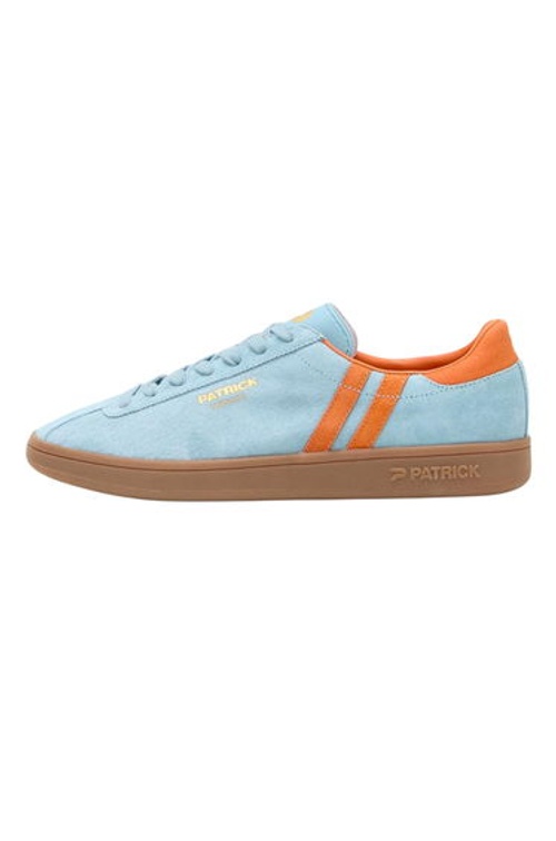 Patrick Mens Monaco Suede Cupsole Trainers - Light Blue/Orange product thumbnail 3
