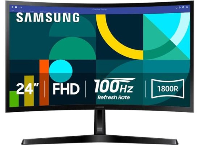 SAMSUNG 24" Essential S3 (D362) Full HD 1800R Curved 100Hz, Game Mode, Advanced Eye Comfort, HDMI & D-sub Ports , Black product thumbnail 2