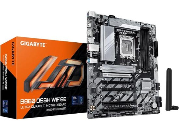 GIGABYTE B860 DS3H WIFI6E Intel Core Ultra (Series 2) LGA 1851 Motherboard, ATX, DDR5, 3X M.2, PCIe 5.0, USB-C, WIFI6E, 2.5GbE LAN, EZ-Latch product thumbnail 2