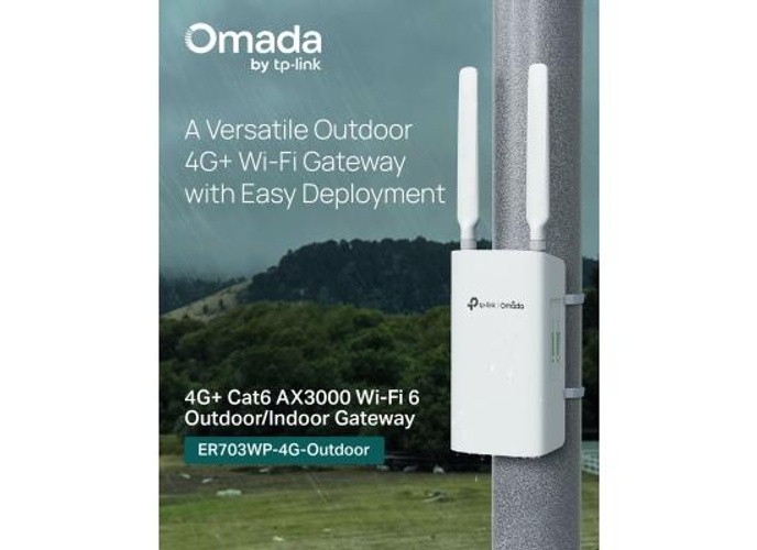 TP-Link ER703WP Outdoor AX3000 WiFi 6 Router, Indoor/Outdoor Gateway, Wifi Booster with SIM Slot, Omada Mesh 4G+ Cat6 WiFi Router, 3 Gigabit Ethernet Ports, Centralized Management, Weatherproof product thumbnail 2