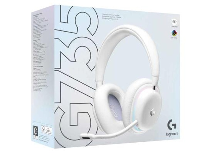 Logitech G735 Wireless Gaming Headset, 40mm Audio Drivers, 16 Hours Gaming Battery, 20 Meters Range, USB-C Charging Port, 38 Ohms Impedance, Dolby Atmos+ Windows Sonic, White product thumbnail 2