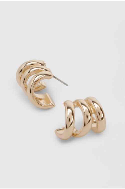 Gold Triple Mini Hoop Earrings - gold product thumbnail 3